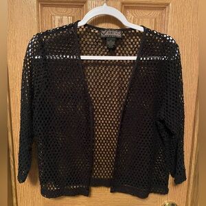 Norton McNaughton Black Open Knit Cardigan
